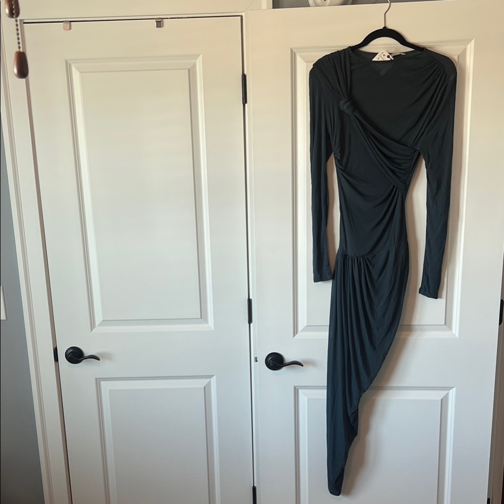 Zara Blue Asymmetrical Draped Dress
